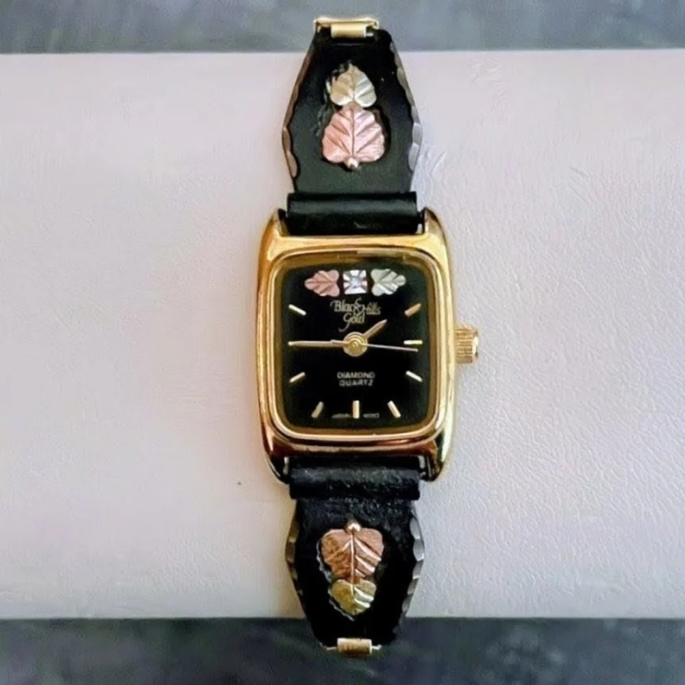 Black Hills Gold Diamond Watch with Gold Leaf Band - Picture 4 of 13
